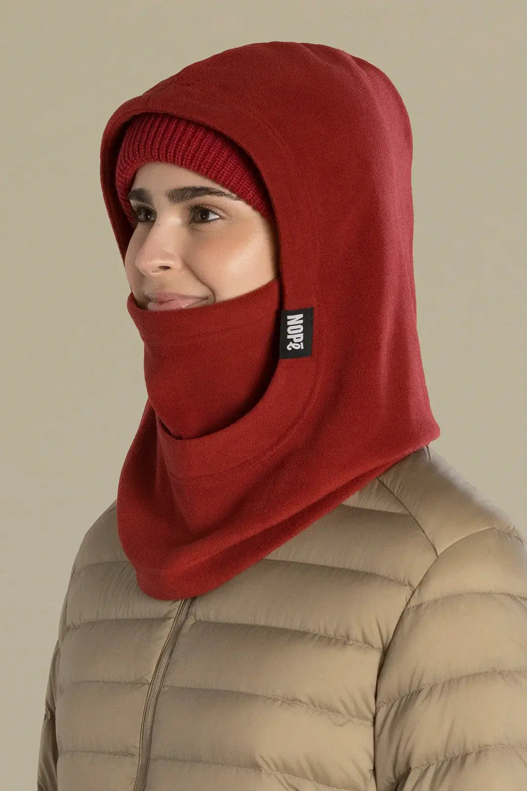 capuche pour adulte nopé de couleur minerai avec beanie minerai