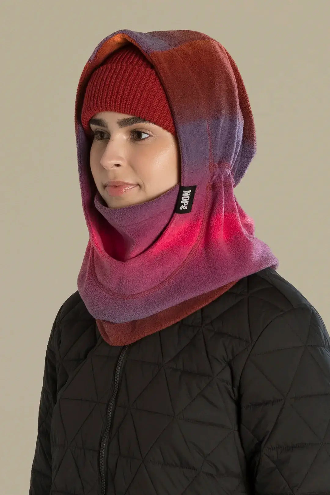 surcapuche pour adult nopé de couleur aube avec beanie minerai