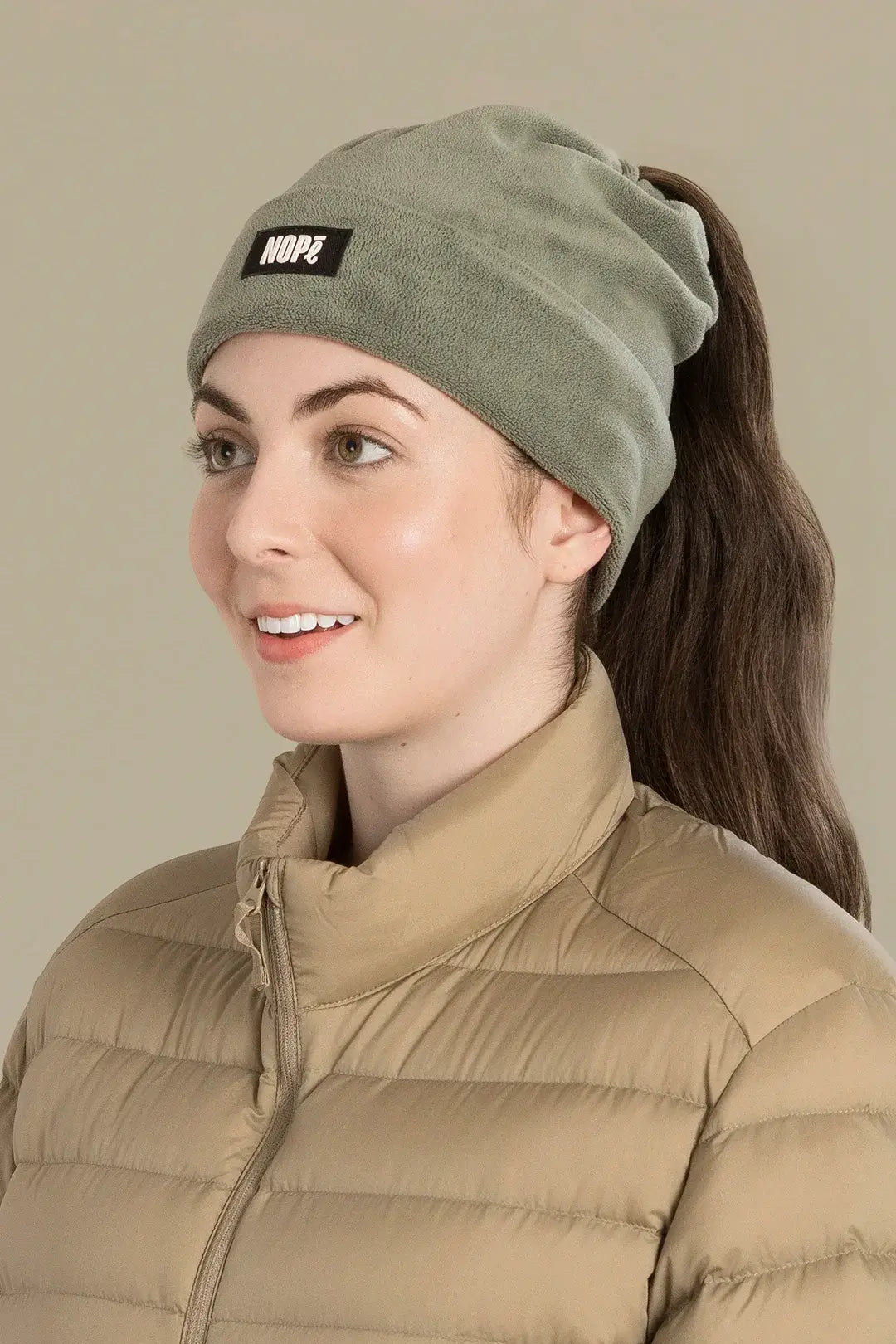 tuque convertible nopé de couleur bleu sauge