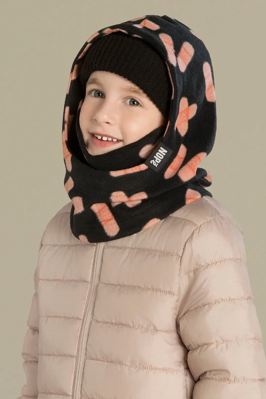 capuche pour enfant nopé de couleur bobo noire avec beanie noir