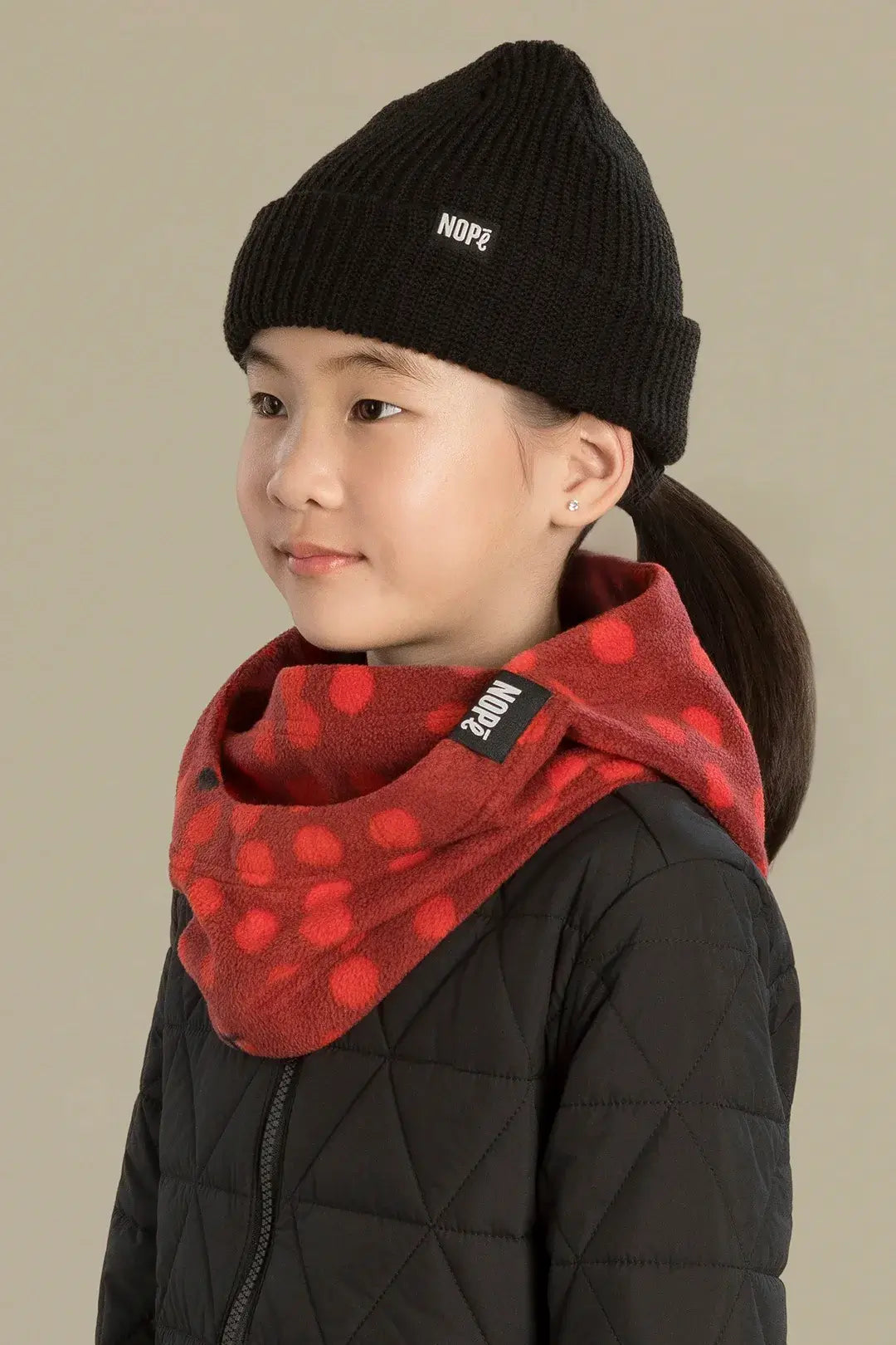 capuche pour enfant nopé de motif coccinelle avec beanie noir