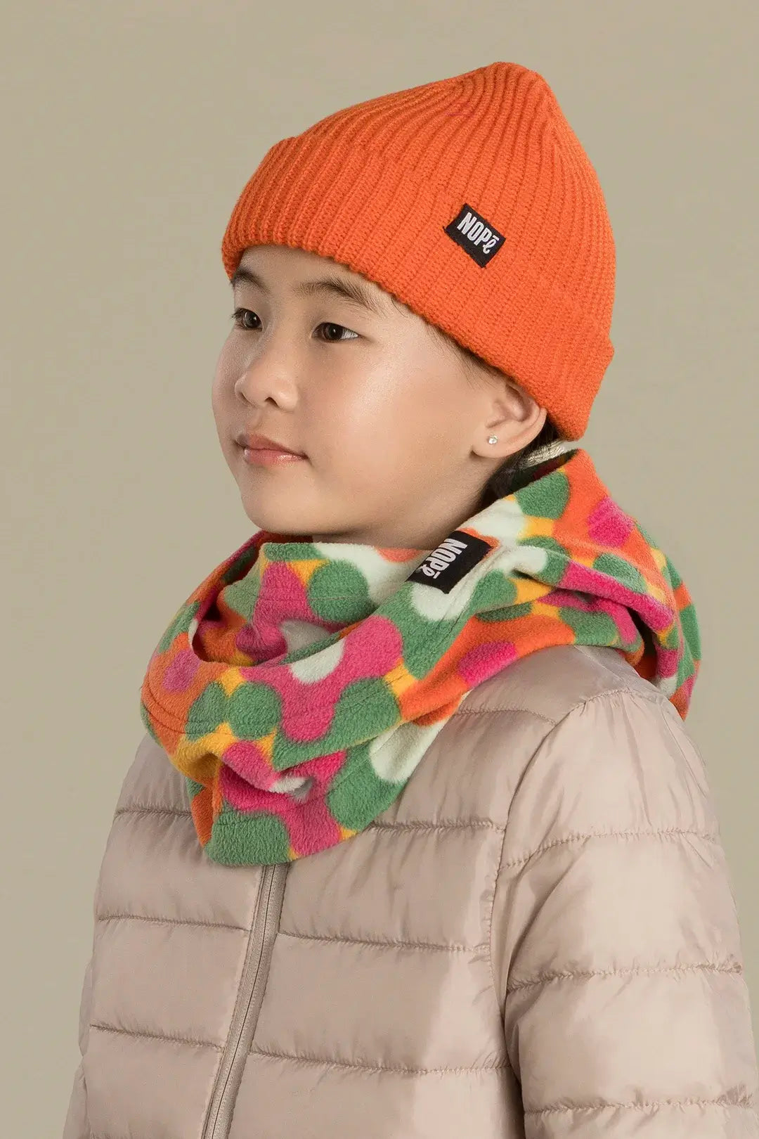capuche pour enfant nopé de couleur jardin printemps avec beanie tangerine
