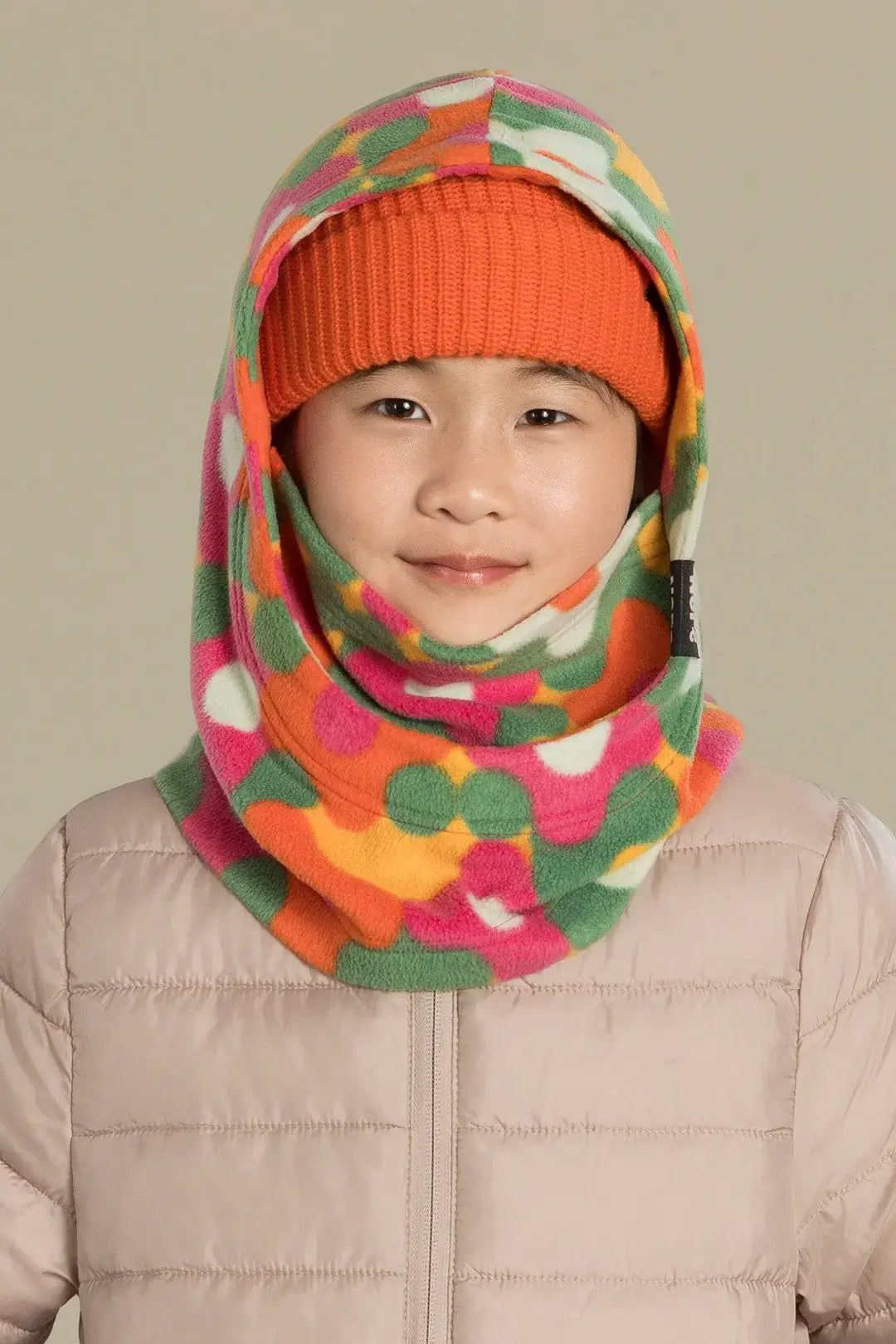 capuche pour enfant nopé de couleur jardin printemps avec beanie tangerine