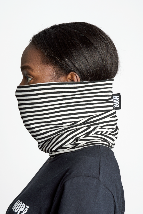 BAMBOO NECK WARMER — STRIPED W/B